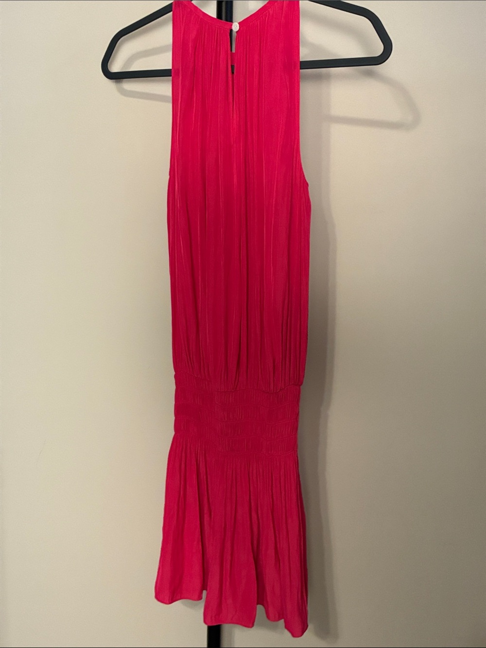 Ramy Brook Paris Mini Dress Blouson Smock Waist Fuchsia Pink Cocktail Size Small - Picture 7 of 11